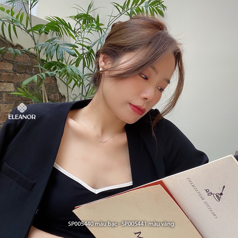 Dây chuyền nữ bạc 925 Eleanor Accessories mặt hình chữ W đính đá phụ kiện trang sức thanh lịch 5440