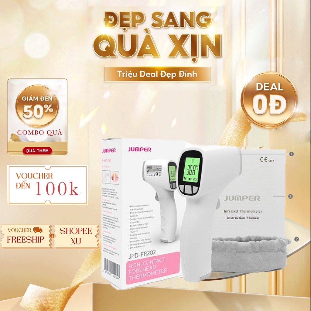 Nhiệt kế hồng ngoại không tiếp xúc Jumper FR202, Nhiệt kế điện tử microlife, máy đo nhiệt độ thân nhiệt