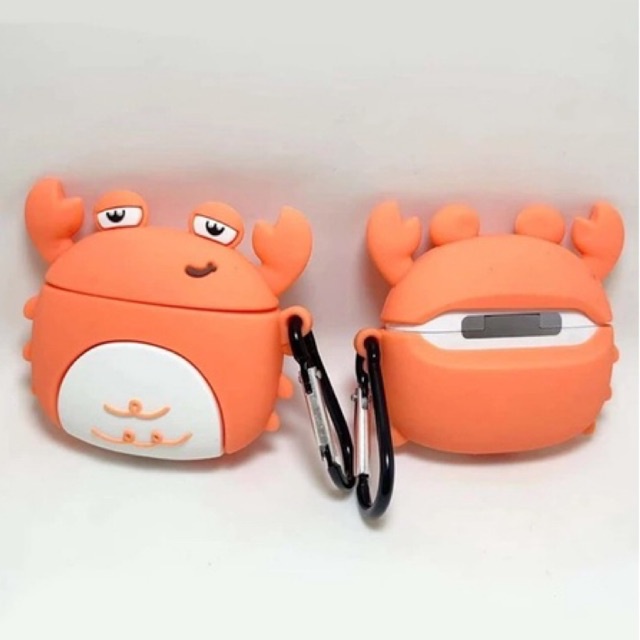 Vỏ AirPods TPU mềm hình cua màu cam dành cho airpods 1/2/3/Pro