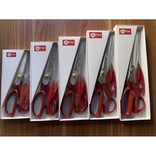 Kéo căt vải hãng pin tay cầm đỏ lưỡi trắng cắt ngọt có 4size