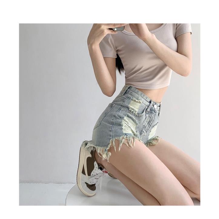 Quần short nữ Denim lưng cao rách ít ống rộng, quần sooc bò gợi cảm cho nữ Kimee MQ020 | BigBuy360 - bigbuy360.vn