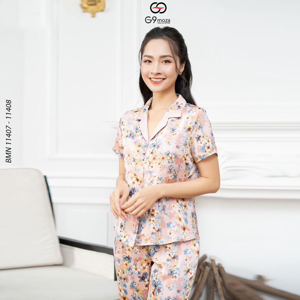 Bộ pijama lụa G9moza 11407-11408 chất mềm mịn mát