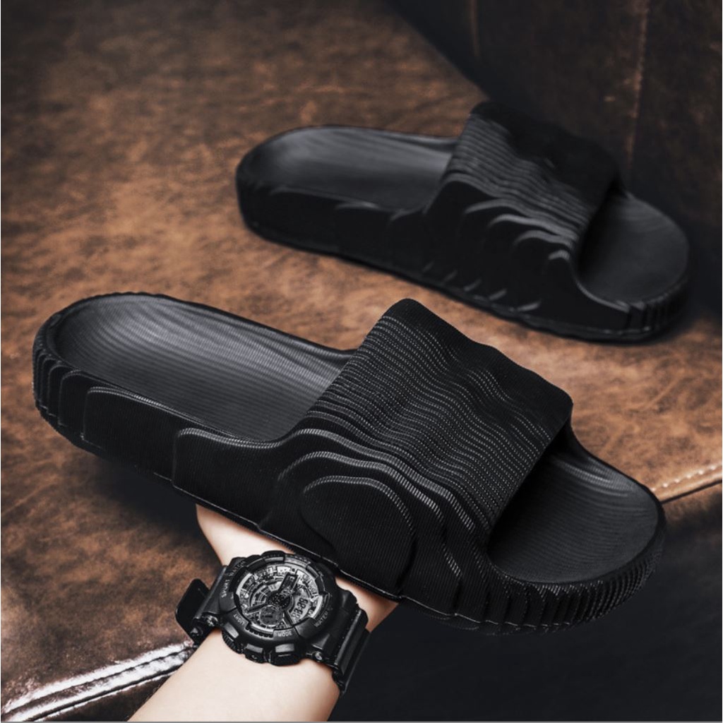 [HCM] Dép Quai Ngang Nam Nữ Unisex Họa Tiết Xếp Lớp Chất Liệu EVA