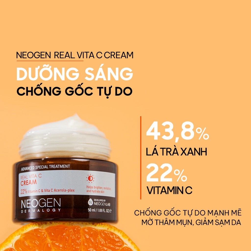 Serum & Kem Dưỡng Vitamin C 22% Mờ Thâm Dưỡng Trắng Da Neogen Dermalogy Real Vita C