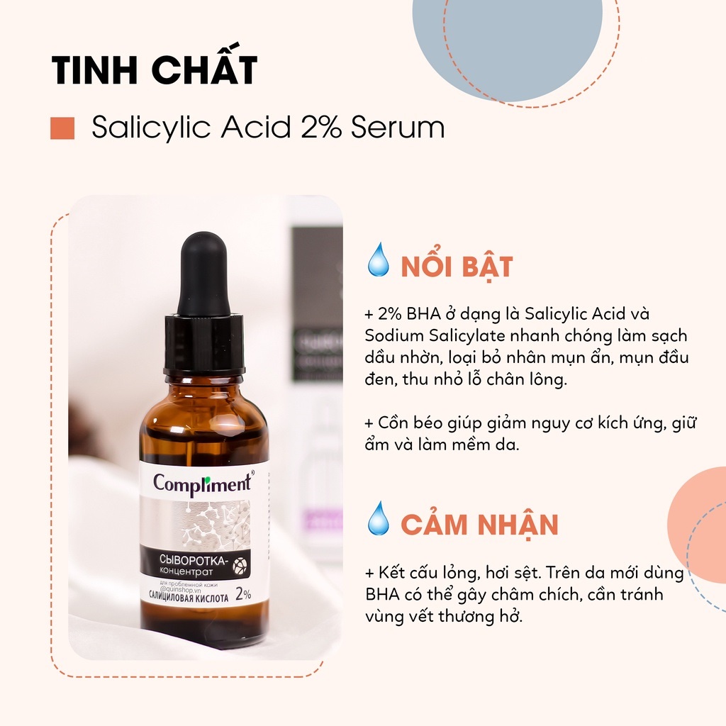 Serum Compliment Vitamin C 20%, Serum Compliment 2% BHA , Compliment 5% Hyaluronic Acid nhập khẩu Nga