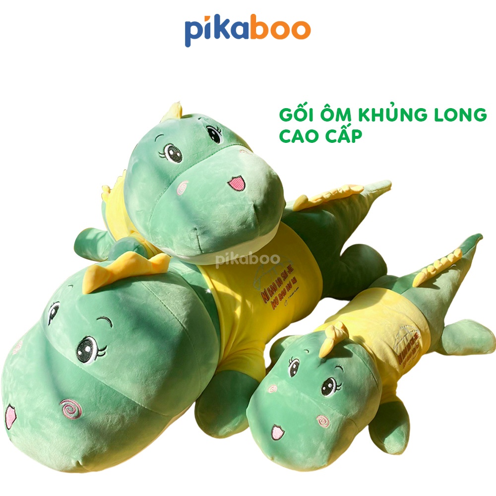 Gấu bông gối ôm khủng long dễ thương size 50 70 90 110cm cao cấp Pikaboo co giãn mềm mịn to đẹp ôm ngủ cực thích