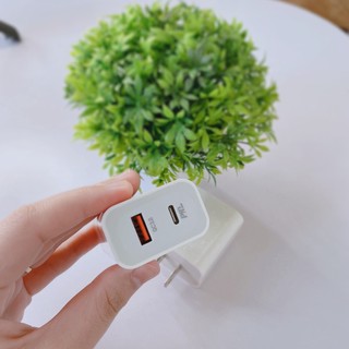 Củ sạc nhanh PD20w bảo vệ pin 2 đầu ra dành cho iphone và android
