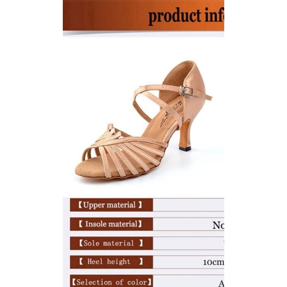 Giày khiêu vũ latin quai xếp đế da mềm cao cấp-màu kem