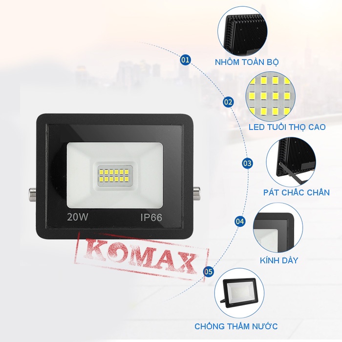 ĐÈN PHA LED chiếu sáng ngoài trời IP66 20W/30W chuyên công trình, bảng hiệu ... đủ công suất