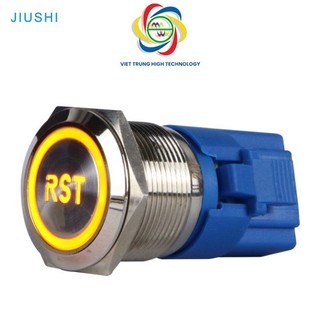Nút ấn kim loại ký tự phi 22mm có đèn led màu vàng 24v chống nước| nút nhấn nhả| công tắc tạm thời