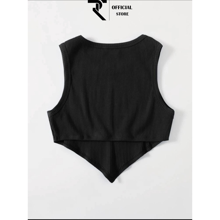 Áo ba lỗ nữ croptop TR Design vạt nhọn thiết kế lạ tanktop dáng ngắn ôm body sexy | BigBuy360 - bigbuy360.vn