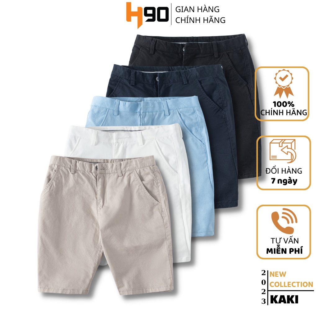 Quần Short Nam H90 Chất Kaki Co Giãn Form Rộng Trẻ Trung, Năng Động Màu Đen, Trắng, Be HSTK002