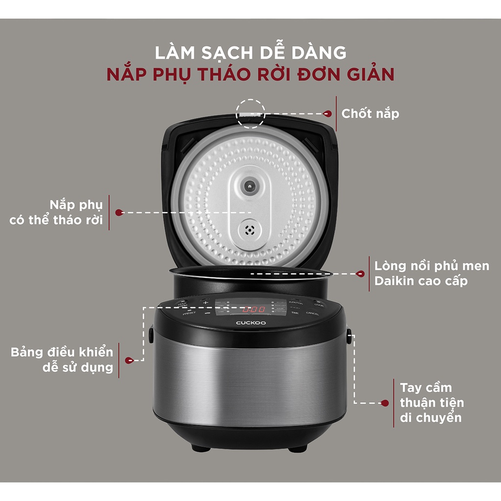 Nồi cơm điện Cuckoo CR-0680F/DSBKCRVNCV màu đen bạc dung tích 1,08L