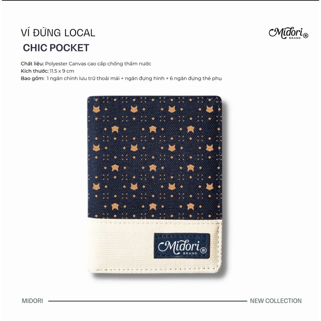 Ví Vải Đứng Nam Nữ Polyester Chic Pocket VOL 3 Siêu Bền Đẹp Chống Nước Unisex local brand chính hãng Midori M Studio