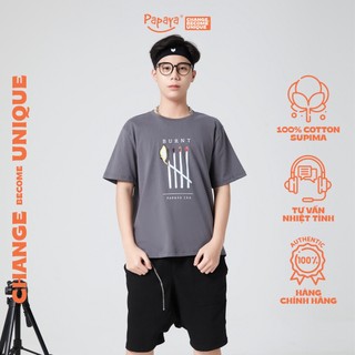 Áo Thun Tay Lỡ Unisex Papaya Bur Form Rộng Cotton Phông Nam Oversize Local Brand In Hình