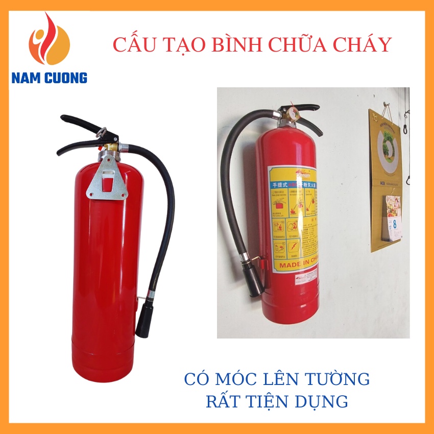 Bình chữa cháy bột ABC 4kg có đồng hồ áp đo áp suất trong bình, bình cứu hỏa đạt tiêu chuẩn phòng cháy chữa cháy, giá rẻ