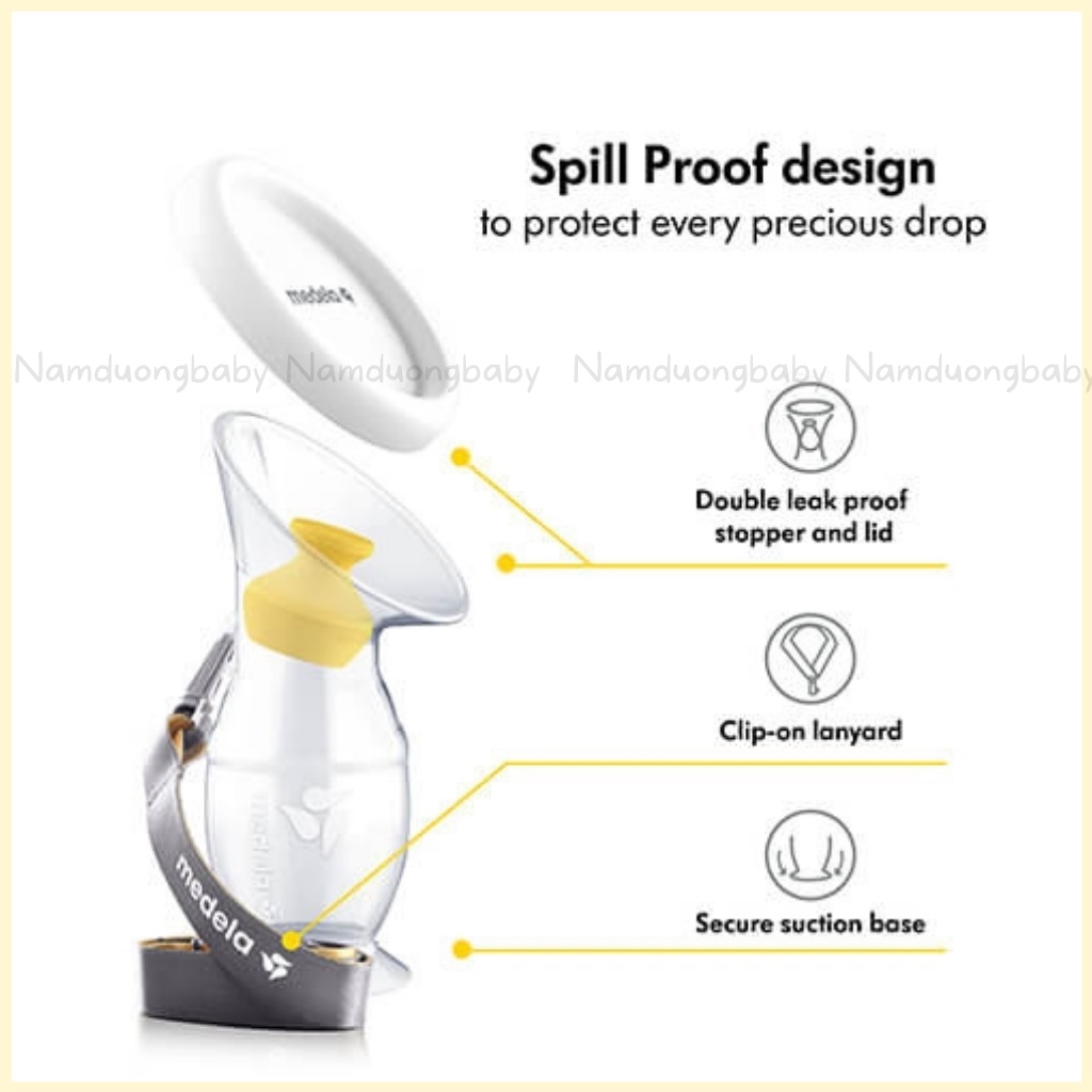 Cốc hứng sữa Medela Silicone Breast Milk Collector 100ml có nút bịt- nắp đậy bảo quản sữa,đế giữ chân không đổ