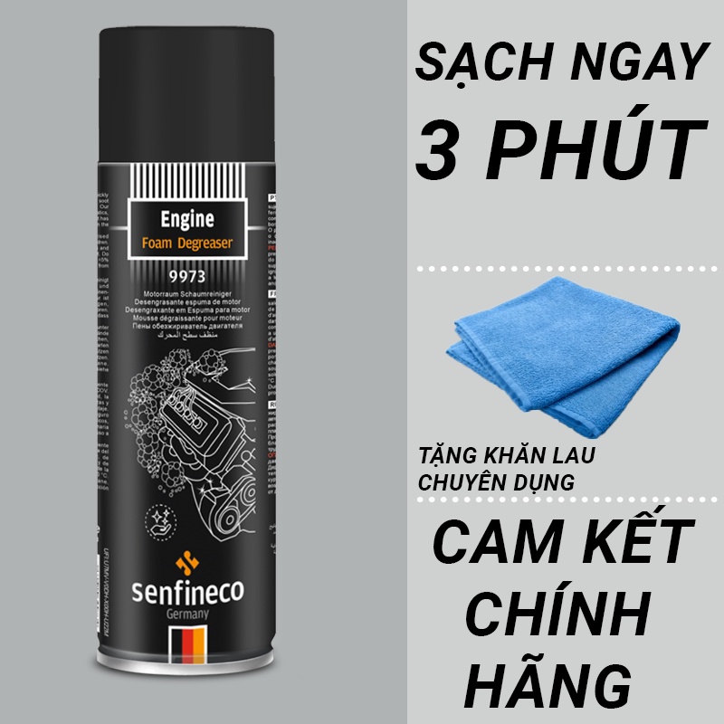 Dung dịch vệ sinh khoang máy ô tô Senfineco 9973 Engine Foam Degreaser dung tích 450ml