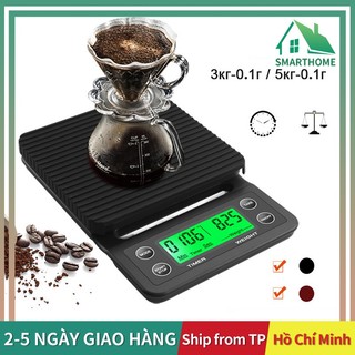 Cân nhỏ giọt cà phê 5kg/0.1g có hẹn giờ, cân nhà bếp kỹ thuật số cầm tay màn hình lcd cân điện tử độ chính xác cao