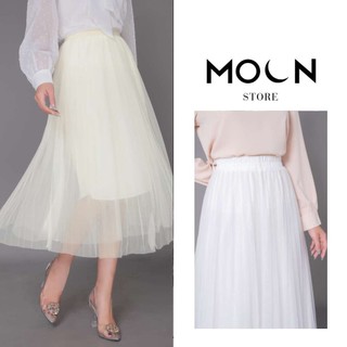 [Giảm 40k cho đơn 0đ] Chân váy xoè vải voan xếp ly dáng dài công sở FREESIZE chân váy vải lưới, đầm dáng xoè MOON