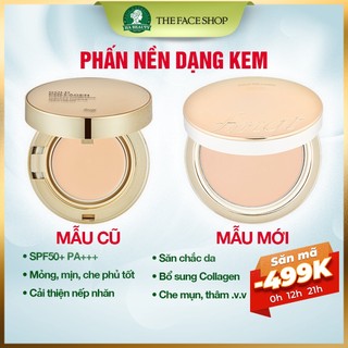 Phấn nền dạng kem The Face Shop dưỡng da chống lão hóa chống nắng fmgt Gold Collagen Ampoule Cover Cake SPF50 PA+++