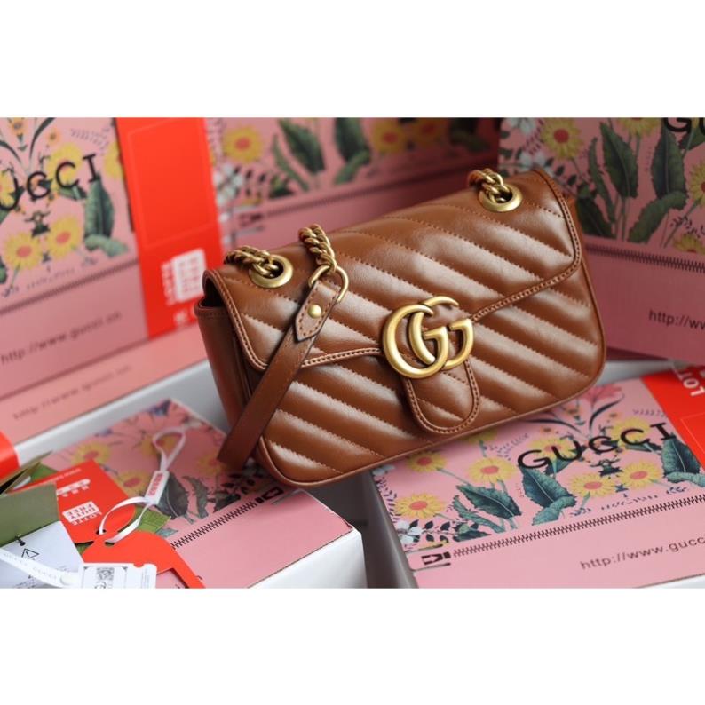 Túi Xách Gucci Marmont Nâu Size 22/26  -  By Willow.luxury