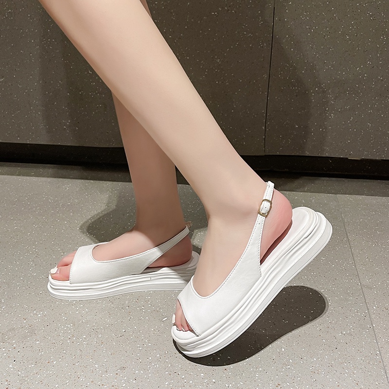 Xăng đan Đế Phẳng Dày Dặn Quai Ngang Màu Trơn Đa Năng Thoải Mái Thời Trang Cho Nữ