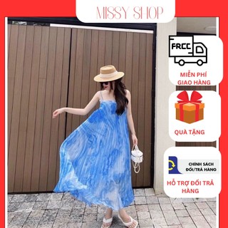 Đầm dập ly hai dây, váy suông hai dây dập ly