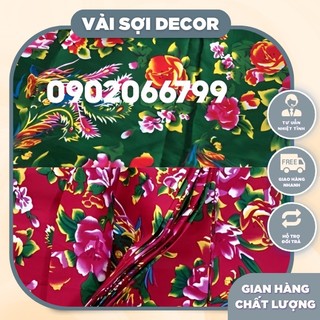 Combo vải chăn con công đỏ 8m + xanh 7m