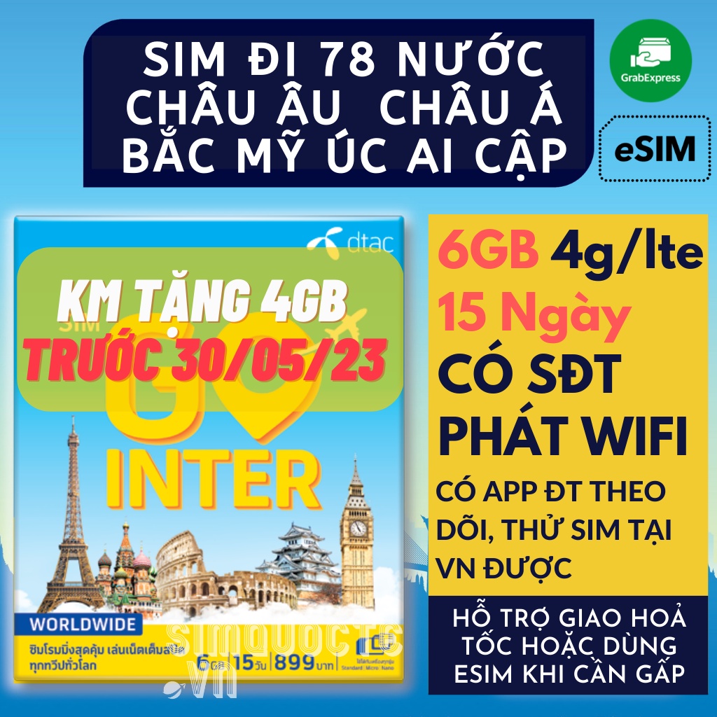 Sim Du Lịch 90 Nước Dubai UAE Thổ Nhĩ Kỳ Ai Cập Châu Âu Châu Mỹ Tốc Độ Cao TRUEMOVE TRAVEL WORLD