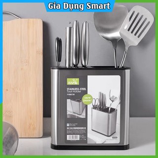 Ống cắm dao đũa thìa inox cao cấp, ống đựng đũa thìa để bàn sang trọng có thoát nước