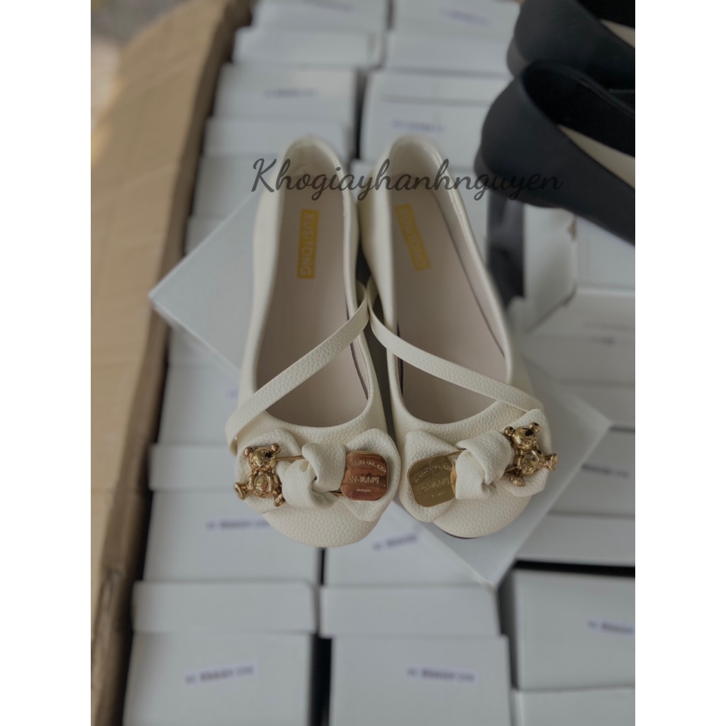 Giày bệt búp bê nơ gấu da mềm đế dẻo hàng QC