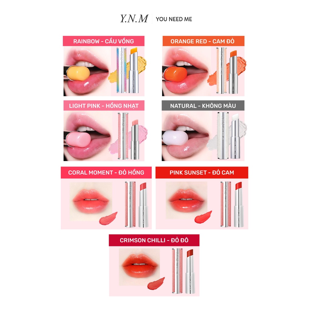 Son Dưỡng Có Màu, Cải Thiện Thâm Môi, Mềm Môi YNM Đầy Đủ Màu 3g