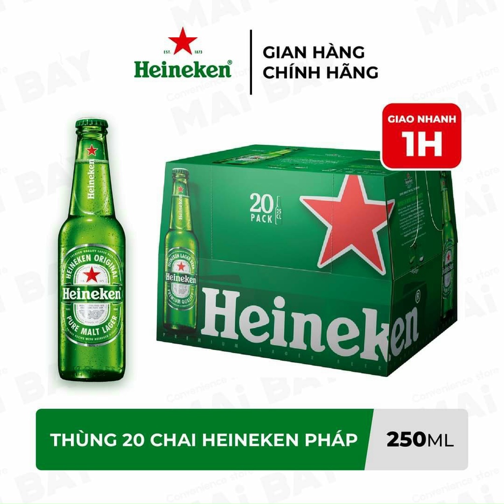 Két bia Heineken Pháp 20 chai 250ml - Barley Star Coffee