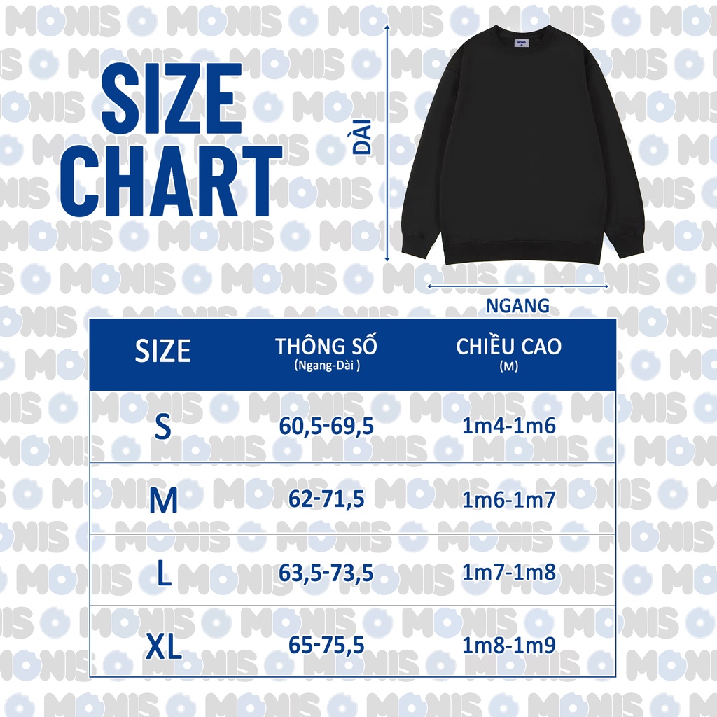 Áo Sweater MONIS cao cấp form Oversize vải chân cua cotton dày dặn