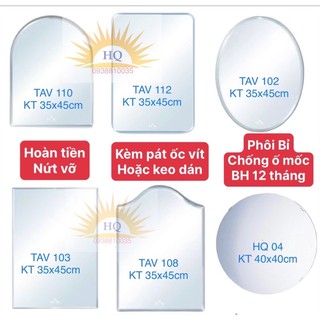 Gương soi treo tường - Gương dán tường kích thước 35x45cm - Gương thật 100%