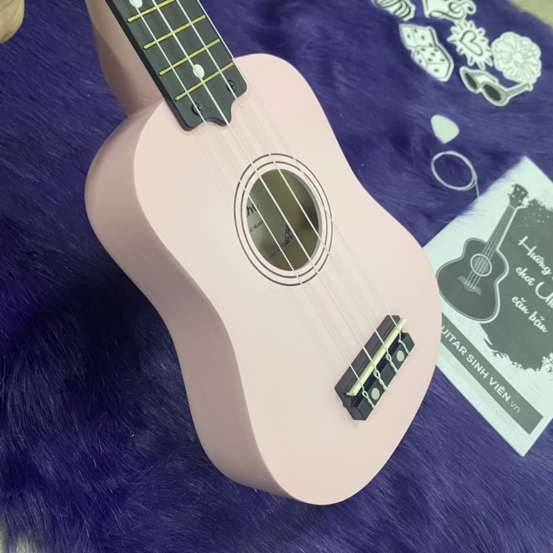 Đàn ukulele soprano hồng size 21 tập chơi - Tặng 4 phụ kiện - Bảo hành 6 tháng
