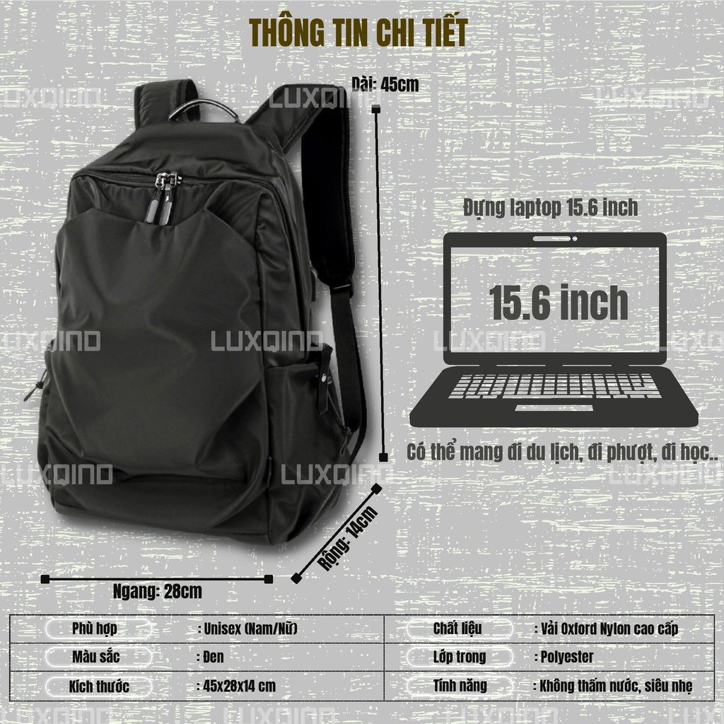 Balo nam thời trang chống thấm nước có ngăn chống sốc unisex laptop đi học đẹp hàn quốc LuxQìnd Fashion