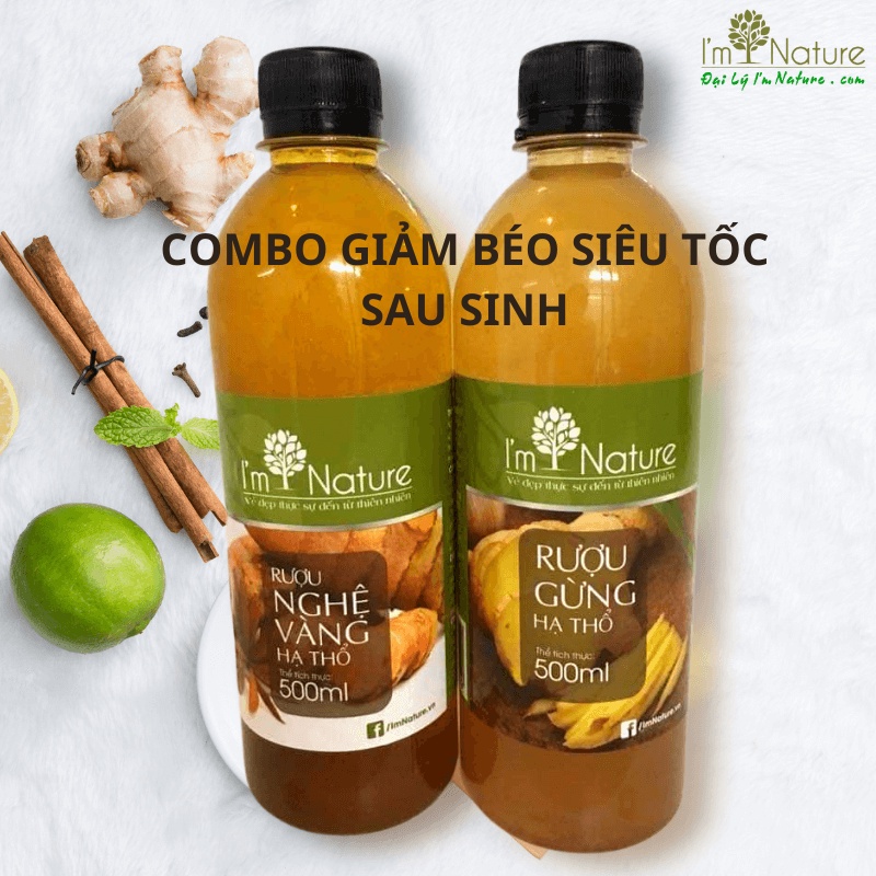 Combo Sau Sinh Rượu Gừng & Nghệ Hạ Thổ 3 Năm Cho Mẹ Sau Sinh I m Nature