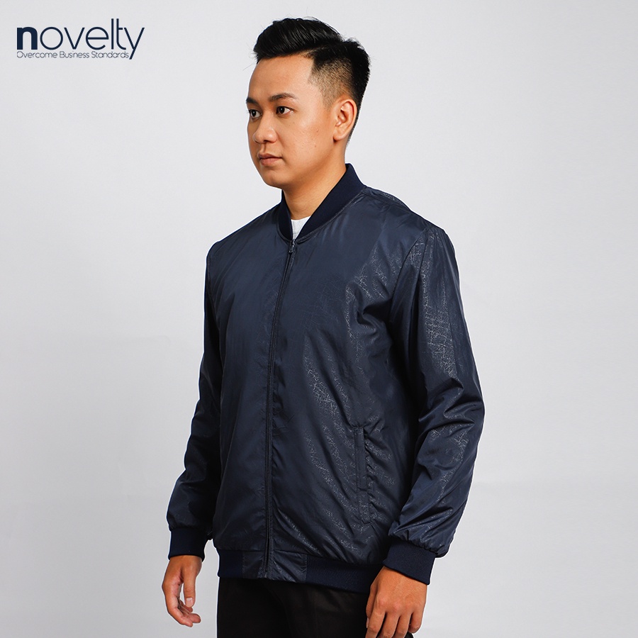 Áo jacket nam không nón họa tiết in chìm Novelty trượt nước màu xanh đen 2203372