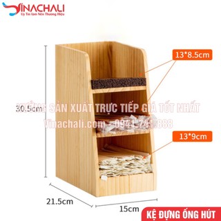 Kệ đựng ống hút - túi cafe - túi trà - gỗ tự nhiên cao cấp