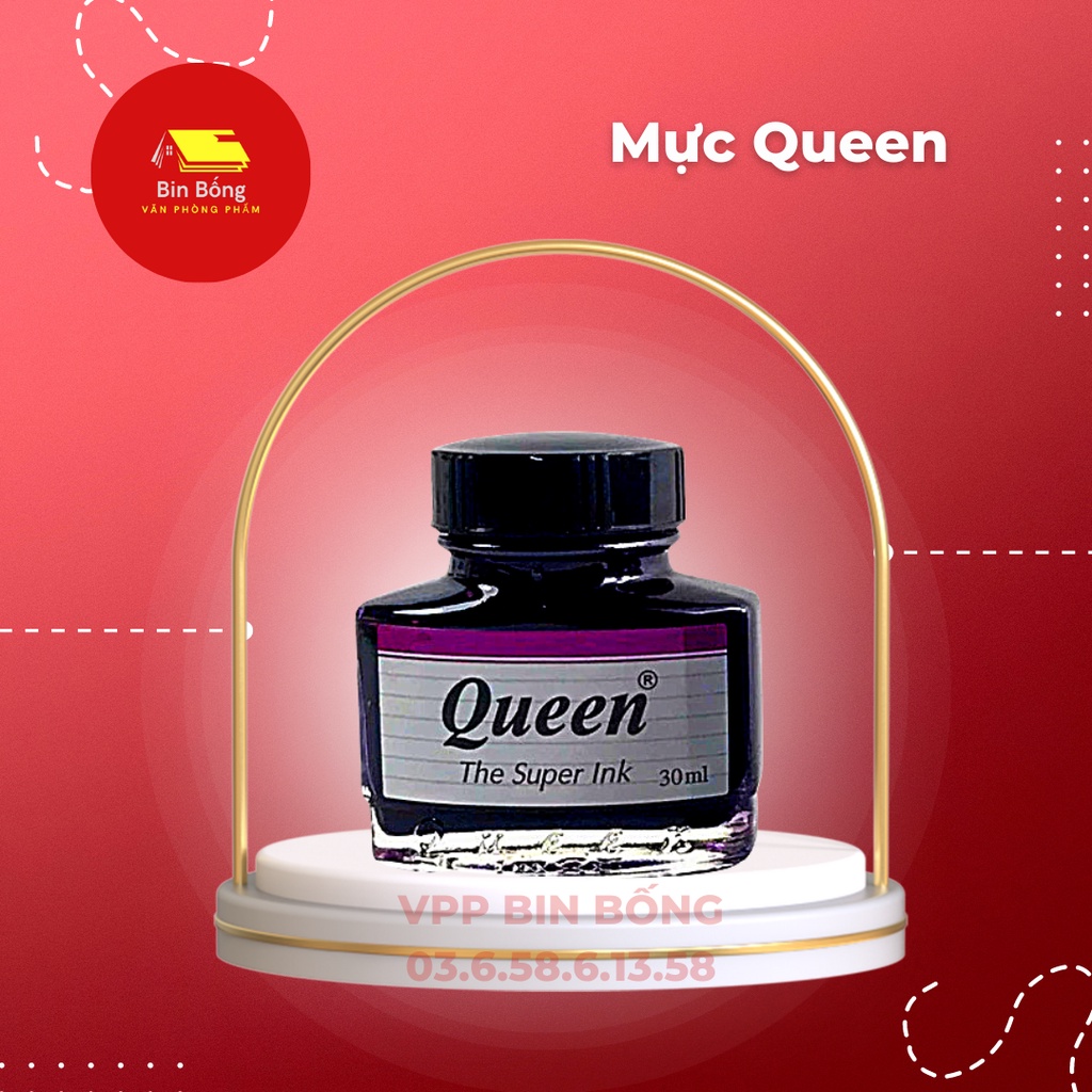 Mực Queen Tím Xanh Đen 30ml (Mực Viết Máy Queen)