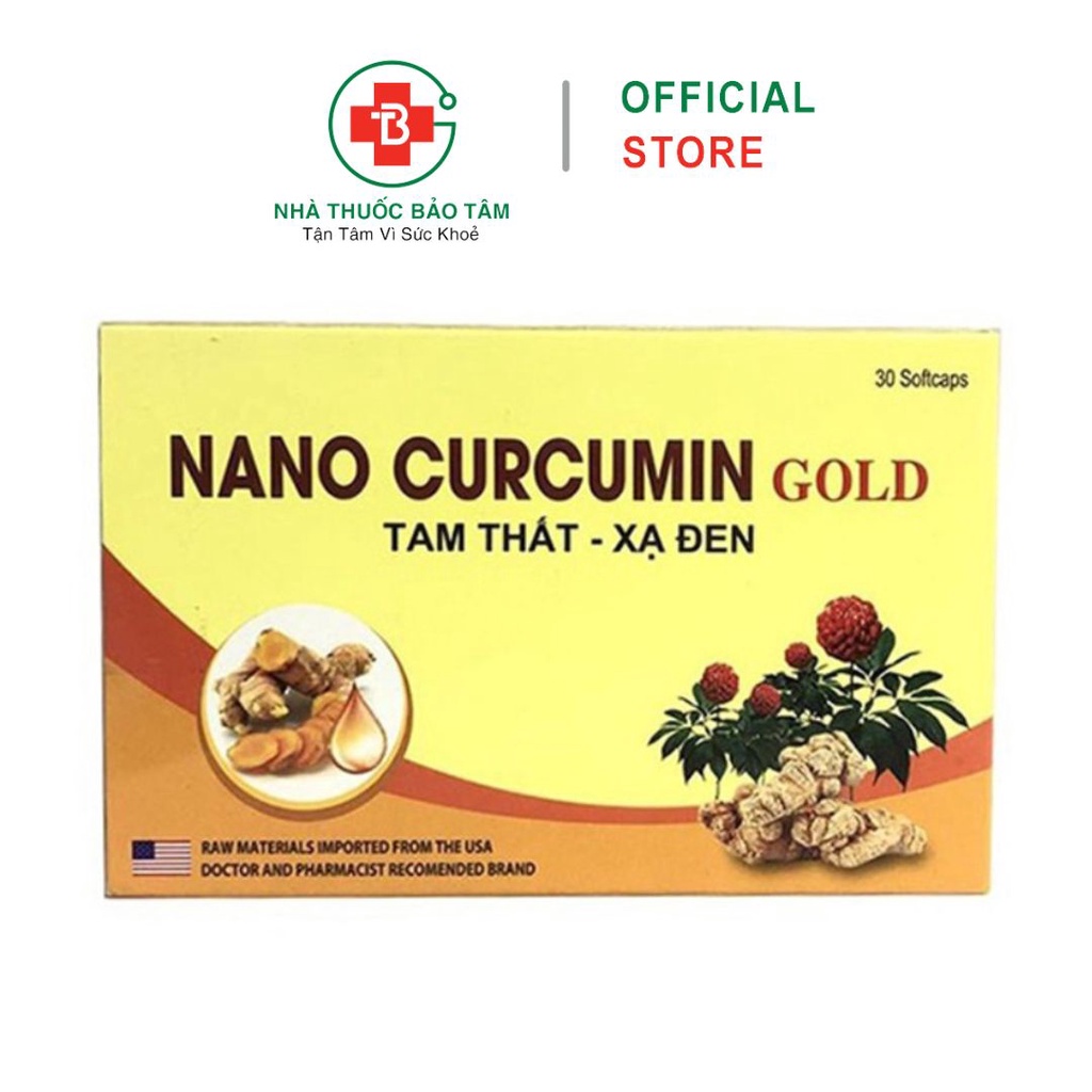 Viên Uống Nano Curcumin Gold Tam thất xạ đen - hết đau dạ dày tá tràng (hộp 30 viên nang mềm)