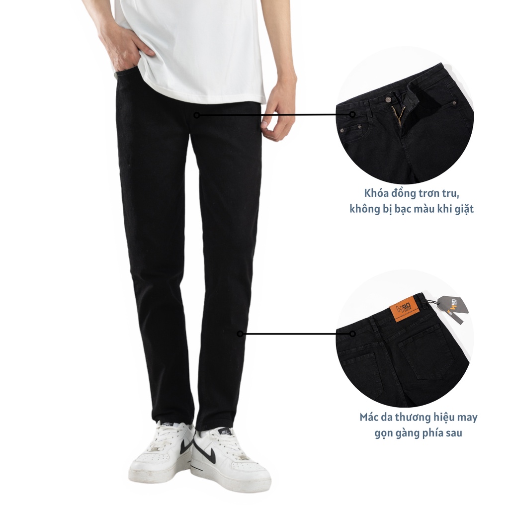 Quần Bò Nam MENSEVIC Đen Dáng Ôm Chất Liệu Jeans Cotton Co Giãn Không Bai Không Xù, Bền Màu HTRJ014