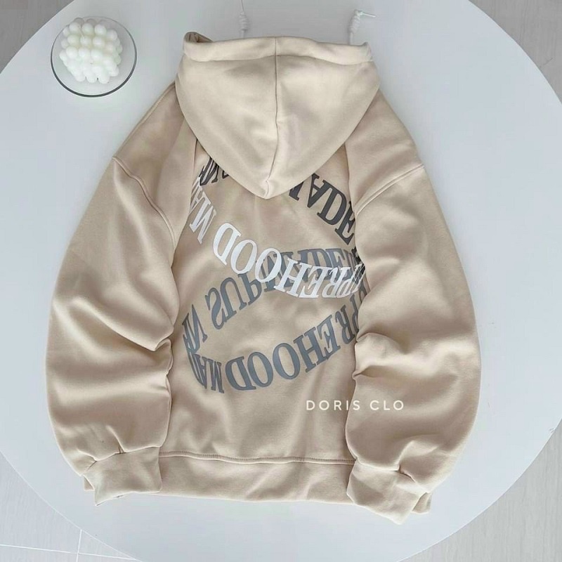 Áo Khoác Hoodie Zip Chất Nỉ Bông IN Chữ Lưng Có Túi Trước Nam Nữ Form Rộng - CLITUS