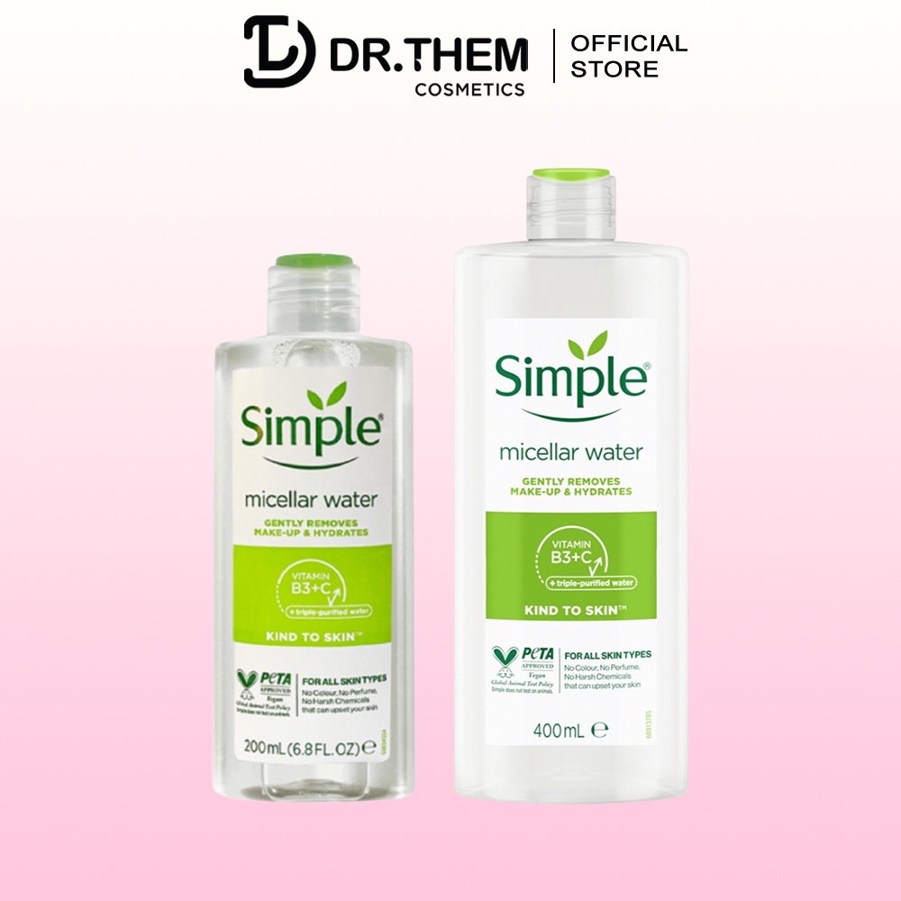 Nước Tẩy Trang Simple Micellar Cleansing Water 200ml / 400ml - Dịu Nhẹ Cho Da Nhạy Cảm