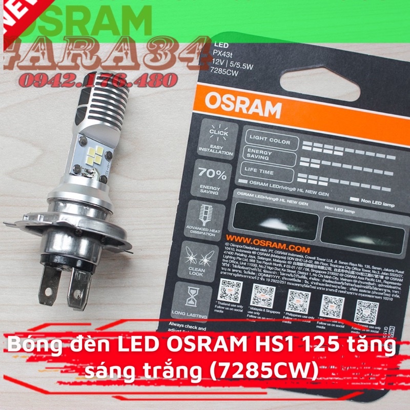 BÓNG ĐÈN LED OSRAM HS1 TĂNG SÁNG TRẮNG Exciter 135/150, Winner 150, Lead 125