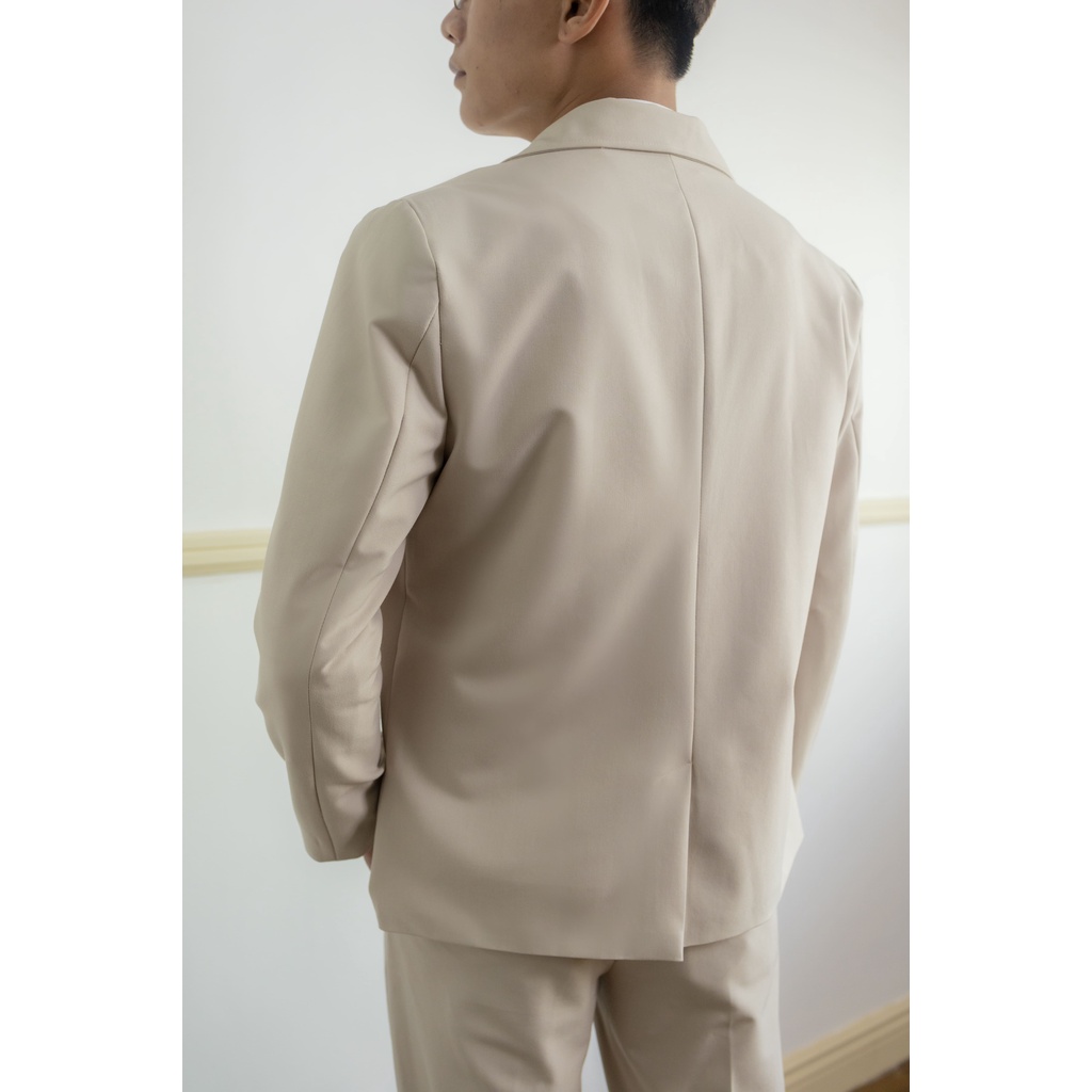 Áo vest blazer nam VÂU màu kem basic áo khoác công sở trẻ trung dài tay 1 lớp và 2 lớp phong cách Hàn Quốc | BigBuy360 - bigbuy360.vn