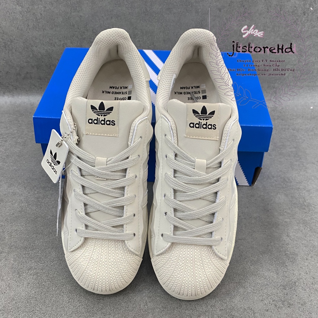 Giày Adidas superstar, Das Sò, Màu trắng bản S.C 2022 đẹp full box - bill giấy gói