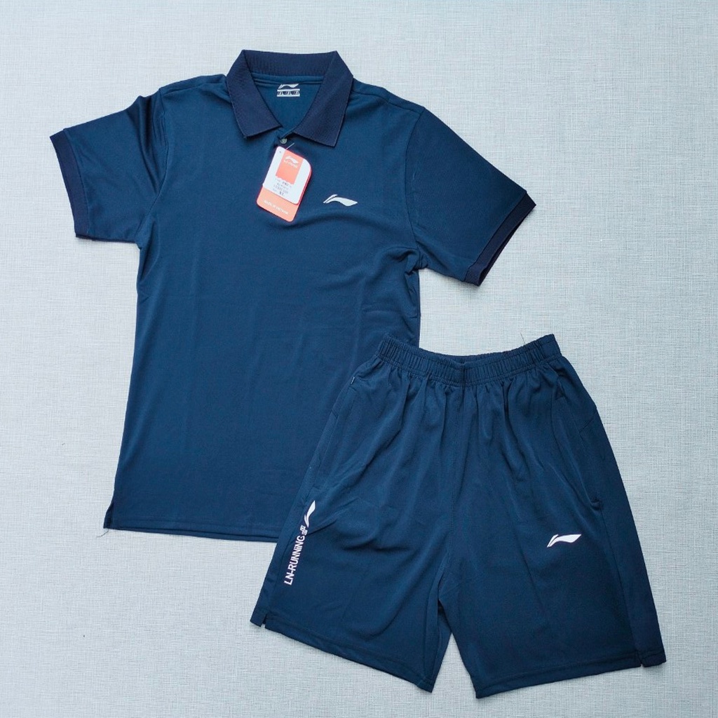 Bộ Thể Thao nam mùa hè Lining bộ đồ nam mùa hè cộc tay chất poly cá sấu co dãn vận động thoải mái Hanh shop BNL105